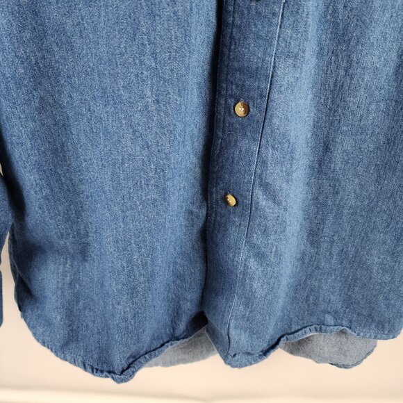 Crazy Cowboy Rodeo Western Shirt Mens XL Aztec L/S Embroidered Denim Chambray - Picture 3 of 7